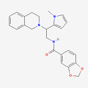 molecular formula C24H25N3O3 B2408170 N-(2-(3,4-二氢异喹啉-2(1H)-基)-2-(1-甲基-1H-吡咯-2-基)乙基)苯并[d][1,3]二氧杂环-5-甲酰胺 CAS No. 1049461-02-0
