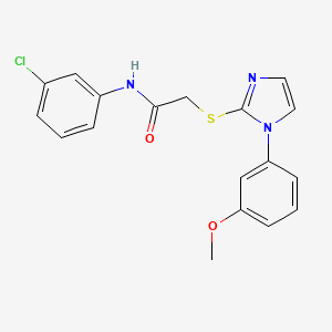 molecular formula C18H16ClN3O2S B2408175 N-(3-chlorophenyl)-2-[1-(3-methoxyphenyl)imidazol-2-yl]sulfanylacetamide CAS No. 851132-42-8