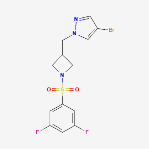 molecular formula C13H12BrF2N3O2S B2408188 4-Bromo-1-[[1-(3,5-difluorophenyl)sulfonylazetidin-3-yl]methyl]pyrazole CAS No. 2415468-73-2