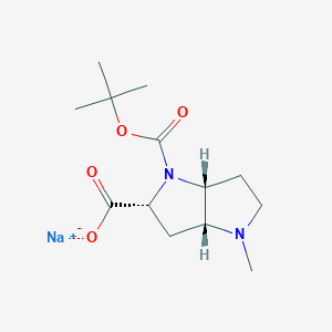 molecular formula C13H21N2NaO4 B2408193 钠；(3aR,5R,6aR)-1-甲基-4-[(2-甲基丙烷-2-基)氧羰基]-2,3,3a,5,6,6a-六氢吡咯并[3,2-b]吡咯-5-羧酸盐 CAS No. 2567489-34-1