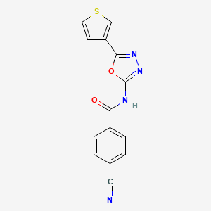 molecular formula C14H8N4O2S B2408204 4-cyano-N-(5-(thiophen-3-yl)-1,3,4-oxadiazol-2-yl)benzamide CAS No. 1226438-54-5