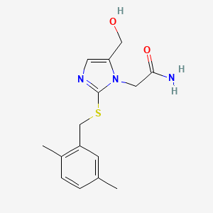 molecular formula C15H19N3O2S B2408210 2-(2-((2,5-dimethylbenzyl)thio)-5-(hydroxymethyl)-1H-imidazol-1-yl)acetamide CAS No. 921846-25-5