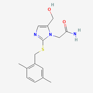 molecular formula C15H19N3O2S B2408210 2-(2-((2,5-二甲基苄基)硫)-5-(羟甲基)-1H-咪唑-1-基)乙酰胺 CAS No. 921846-25-5