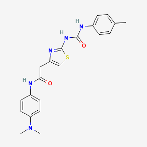 molecular formula C21H23N5O2S B2408212 N-(4-(dimethylamino)phenyl)-2-(2-(3-(p-tolyl)ureido)thiazol-4-yl)acetamide CAS No. 921465-70-5