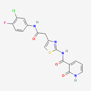 molecular formula C17H12ClFN4O3S B2408220 N-(4-(2-((3-chloro-4-fluorophenyl)amino)-2-oxoethyl)thiazol-2-yl)-2-oxo-1,2-dihydropyridine-3-carboxamide CAS No. 946258-27-1