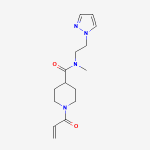 molecular formula C15H22N4O2 B2408222 N-Methyl-1-prop-2-enoyl-N-(2-pyrazol-1-ylethyl)piperidine-4-carboxamide CAS No. 2361897-67-6