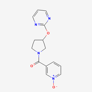 molecular formula C14H14N4O3 B2408223 3-(3-(Pyrimidin-2-yloxy)pyrrolidine-1-carbonyl)pyridine 1-oxide CAS No. 2034620-20-5