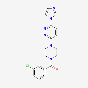 molecular formula C18H17ClN6O B2408236 (4-(6-(1H-imidazol-1-yl)pyridazin-3-yl)piperazin-1-yl)(3-chlorophenyl)methanone CAS No. 1705503-01-0