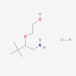 molecular formula C8H20ClNO2 B2408238 2-(1-Amino-3,3-dimethylbutan-2-yl)oxyethanol;hydrochloride CAS No. 2243513-02-0