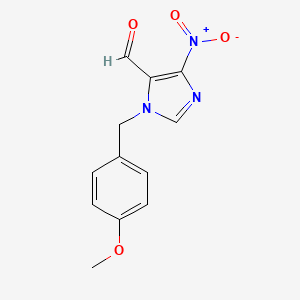 molecular formula C12H11N3O4 B2408249 1-(4-Methoxybenzyl)-4-nitro-1H-imidazole-5-carbaldehyde CAS No. 666749-58-2