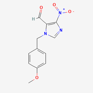 molecular formula C12H11N3O4 B2408249 1-(4-Methoxybenzyl)-4-nitro-1H-imidazol-5-carbaldehyd CAS No. 666749-58-2