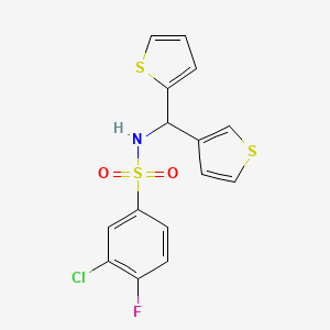 molecular formula C15H11ClFNO2S3 B2408251 3-Chlor-4-Fluor-N-(Thiophen-2-yl(thiophen-3-yl)methyl)benzolsulfonamid CAS No. 2034459-04-4