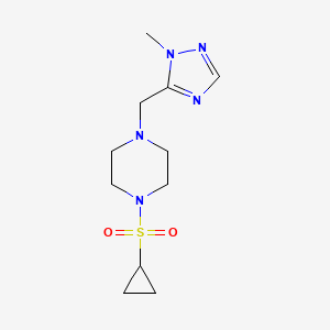 molecular formula C11H19N5O2S B2408252 1-Cyclopropylsulfonyl-4-[(2-methyl-1,2,4-triazol-3-yl)methyl]piperazine CAS No. 2415523-47-4