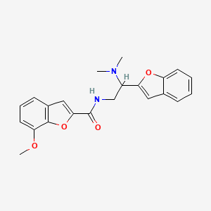 molecular formula C22H22N2O4 B2408262 N-(2-(benzofuran-2-yl)-2-(dimethylamino)ethyl)-7-methoxybenzofuran-2-carboxamide CAS No. 2034466-47-0