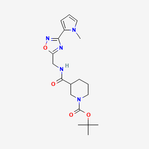 molecular formula C19H27N5O4 B2408269 tert-butyl 3-(((3-(1-methyl-1H-pyrrol-2-yl)-1,2,4-oxadiazol-5-yl)methyl)carbamoyl)piperidine-1-carboxylate CAS No. 1904198-55-5