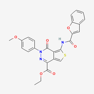molecular formula C25H19N3O6S B2408273 Ethyl 5-(benzofuran-2-carboxamido)-3-(4-methoxyphenyl)-4-oxo-3,4-dihydrothieno[3,4-d]pyridazine-1-carboxylate CAS No. 851977-77-0