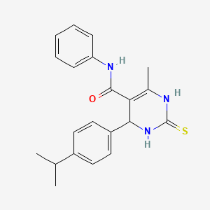 molecular formula C21H23N3OS B2408283 4-(4-isopropilfenil)-6-metil-N-fenil-2-tioxo-1,2,3,4-tetrahidropirimidin-5-carboxamida CAS No. 403668-54-2