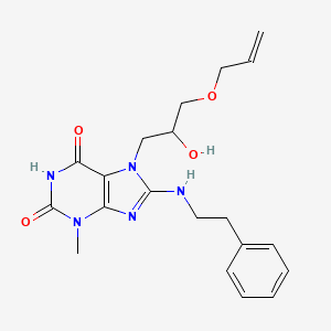 molecular formula C20H25N5O4 B2408290 7-(3-(アリルオキシ)-2-ヒドロキシプロピル)-3-メチル-8-(フェネチルアミノ)-1H-プリン-2,6(3H,7H)-ジオン CAS No. 887868-21-5