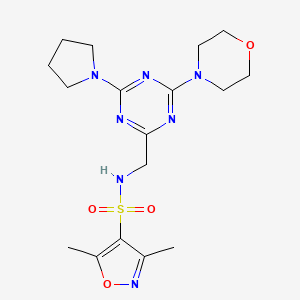 molecular formula C17H25N7O4S B2408291 3,5-二甲基-N-((4-吗啉-6-(吡咯烷-1-基)-1,3,5-三嗪-2-基)甲基)异噁唑-4-磺酰胺 CAS No. 2034409-60-2