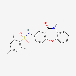 molecular formula C23H22N2O4S B2408296 2,4,6-trimethyl-N-(10-methyl-11-oxo-10,11-dihydrodibenzo[b,f][1,4]oxazepin-2-yl)benzenesulfonamide CAS No. 922009-87-8