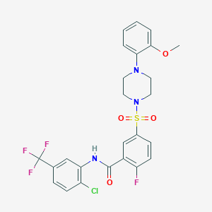 molecular formula C25H22ClF4N3O4S B2408297 N-(2-氯-5-(三氟甲基)苯基)-2-氟-5-((4-(2-甲氧基苯基)哌嗪-1-基)磺酰基)苯甲酰胺 CAS No. 451480-42-5