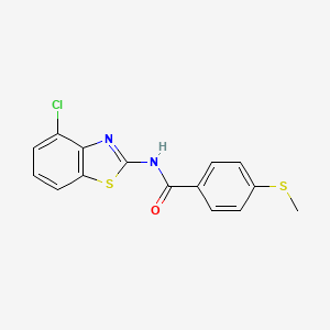 molecular formula C15H11ClN2OS2 B2408299 N-(4-氯苯并[d]噻唑-2-基)-4-(甲硫基)苯甲酰胺 CAS No. 896348-27-9