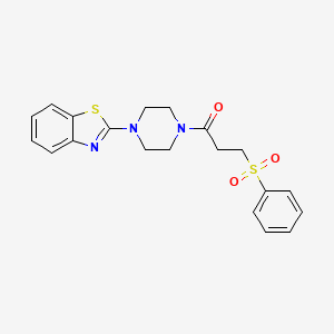 molecular formula C20H21N3O3S2 B2408302 3-(Benzenesulfonyl)-1-[4-(1,3-benzothiazol-2-yl)piperazin-1-yl]propan-1-one CAS No. 868677-74-1