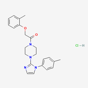 molecular formula C23H27ClN4O2 B2408303 盐酸1-(4-(1-(对甲苯基)-1H-咪唑-2-基)哌嗪-1-基)-2-(邻甲苯氧基)乙酮 CAS No. 1189698-95-0