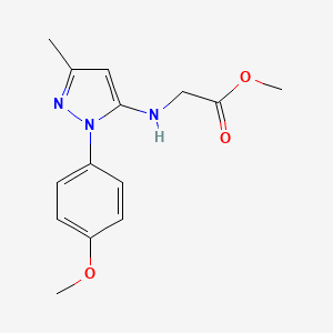 molecular formula C14H17N3O3 B2408309 Methyl 2-[[2-(4-methoxyphenyl)-5-methylpyrazol-3-yl]amino]acetate CAS No. 2247206-76-2