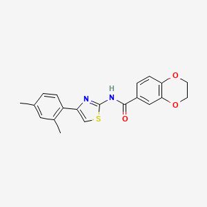 molecular formula C20H18N2O3S B2408311 N-[4-(2,4-dimethylphenyl)-1,3-thiazol-2-yl]-2,3-dihydro-1,4-benzodioxine-6-carboxamide CAS No. 477550-58-6