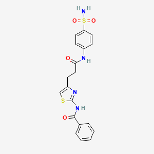 molecular formula C19H18N4O4S2 B2408313 N-(4-(3-oxo-3-((4-sulfamoylphenyl)amino)propyl)thiazol-2-yl)benzamide CAS No. 1040654-45-2