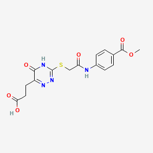 molecular formula C16H16N4O6S B2408314 3-(3-((2-((4-(Methoxycarbonyl)phenyl)amino)-2-oxoethyl)thio)-5-oxo-4,5-dihydro-1,2,4-triazin-6-yl)propanoic acid CAS No. 325994-61-4