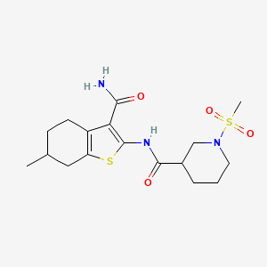 molecular formula C17H25N3O4S2 B2408319 N-(3-carbamoyl-6-methyl-4,5,6,7-tetrahydrobenzo[b]thiophen-2-yl)-1-(methylsulfonyl)piperidine-3-carboxamide CAS No. 1058398-45-0