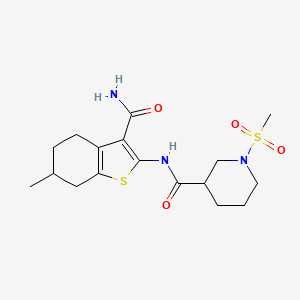 molecular formula C17H25N3O4S2 B2408319 N-(3-氨甲酰基-6-甲基-4,5,6,7-四氢苯并[b]噻吩-2-基)-1-(甲磺酰基)哌啶-3-甲酰胺 CAS No. 1058398-45-0