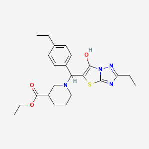 molecular formula C23H30N4O3S B2408320 Ethyl 1-((2-ethyl-6-hydroxythiazolo[3,2-b][1,2,4]triazol-5-yl)(4-ethylphenyl)methyl)piperidine-3-carboxylate CAS No. 898344-55-3