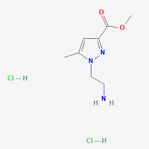 molecular formula C8H15Cl2N3O2 B2408323 1-(2-氨基乙基)-5-甲基吡唑-3-羧酸甲酯；二盐酸盐 CAS No. 2375268-00-9