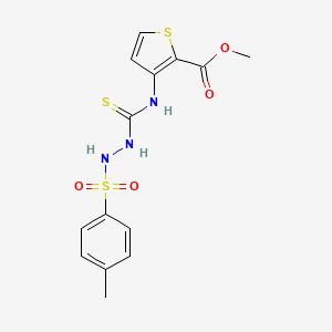 molecular formula C14H15N3O4S3 B2408325 Methyl 3-[[(4-methylphenyl)sulfonylamino]carbamothioylamino]thiophene-2-carboxylate CAS No. 656813-72-8