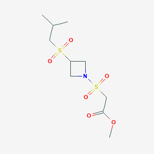molecular formula C10H19NO6S2 B2408328 2-((3-(异丁基磺酰基)氮杂环丁-1-基)磺酰基)乙酸甲酯 CAS No. 1797886-44-2