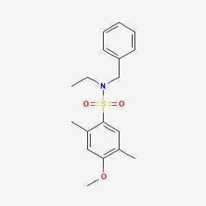 molecular formula C18H23NO3S B2408337 N-苄基-N-乙基-4-甲氧基-2,5-二甲基苯磺酰胺 CAS No. 873671-34-2