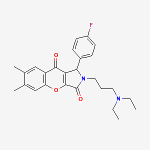 molecular formula C26H29FN2O3 B2408348 2-(3-(ジエチルアミノ)プロピル)-1-(4-フルオロフェニル)-6,7-ジメチル-1,2-ジヒドロクロメノ[2,3-c]ピロール-3,9-ジオン CAS No. 886165-26-0