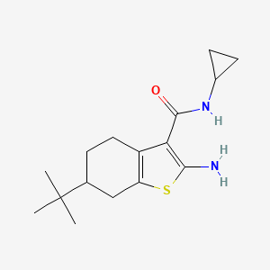 molecular formula C16H24N2OS B2408349 2-amino-6-tert-butyl-N-cyclopropyl-4,5,6,7-tetrahydro-1-benzothiophene-3-carboxamide CAS No. 590352-38-8