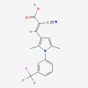 molecular formula C17H13F3N2O2 B2408351 2-氰基-3-{2,5-二甲基-1-[3-(三氟甲基)苯基]-1H-吡咯-3-基}丙-2-烯酸 CAS No. 736949-14-7