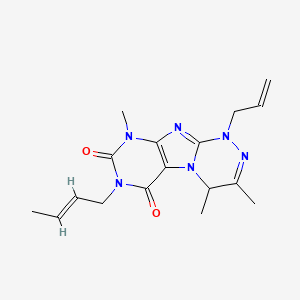 molecular formula C17H22N6O2 B2408352 (E)-1-allyl-7-(but-2-en-1-yl)-3,4,9-trimethyl-1,4-dihydro-[1,2,4]triazino[3,4-f]purine-6,8(7H,9H)-dione CAS No. 950250-81-4