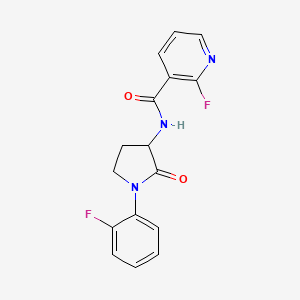 molecular formula C16H13F2N3O2 B2408364 2-fluoro-N-[1-(2-fluorophenyl)-2-oxopyrrolidin-3-yl]pyridine-3-carboxamide CAS No. 1808356-09-3