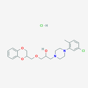 molecular formula C23H30Cl2N2O4 B2408365 1-(4-(5-Chloro-2-methylphenyl)piperazin-1-yl)-3-((2,3-dihydrobenzo[b][1,4]dioxin-2-yl)methoxy)propan-2-ol hydrochloride CAS No. 1216561-90-8