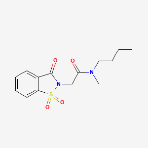 molecular formula C14H18N2O4S B2408368 N-butyl-2-(1,1-dioxido-3-oxo-1,2-benzothiazol-2(3H)-yl)-N-methylacetamide CAS No. 941931-46-0