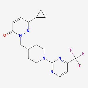 molecular formula C18H20F3N5O B2408370 6-Cyclopropyl-2-({1-[4-(trifluoromethyl)pyrimidin-2-yl]piperidin-4-yl}methyl)-2,3-dihydropyridazin-3-one CAS No. 2097861-76-0