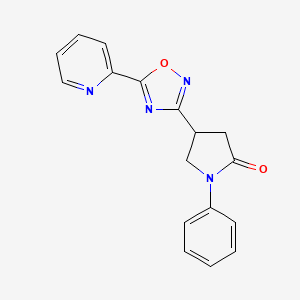 molecular formula C17H14N4O2 B2408371 1-Phenyl-4-(5-(pyridin-2-yl)-1,2,4-oxadiazol-3-yl)pyrrolidin-2-one CAS No. 1172810-13-7