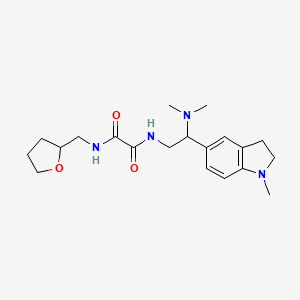 molecular formula C20H30N4O3 B2408374 N1-(2-(dimethylamino)-2-(1-methylindolin-5-yl)ethyl)-N2-((tetrahydrofuran-2-yl)methyl)oxalamide CAS No. 922116-61-8