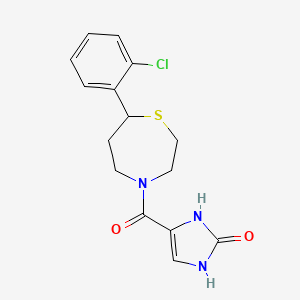 molecular formula C15H16ClN3O2S B2408375 4-(7-(2-chlorophenyl)-1,4-thiazepane-4-carbonyl)-1H-imidazol-2(3H)-one CAS No. 1795365-00-2